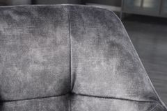 Design Stuhl LOFT dunkelgrau Samt drehbar Metallgestell schwarz mit Armlehne