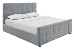 Modernes Boxbett PRESTIGE 180x200cm grau Bouclé mit Stauraum und Lattenrost