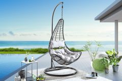 In- und Outdoor Hängesessel LOFT WIDE grau schwarz Hängestuhl inkl. Kissen wetterfest