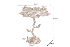 In- und Outdoor Beistelltisch BIRDS 65cm messing antik Blatt-Design wetterfest Vogel-Skulptur