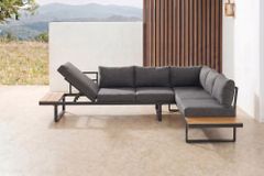 Wetterfestes Gartenmöbel Set IBIZA GRAND 280cm anthrazit Aluminium mit Sitzpolster