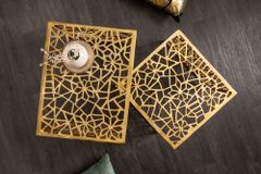 Handgearbeiteter Couchtisch ABSTRACT 50cm 2er Set gold im Gap Design