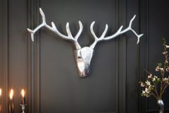 Moderne Wanddekoration VEADO 100cm silber Hirschgeweih