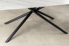 Design Esstisch OSAKA 160cm weiß Keramik schwarz Sterngestell Metall