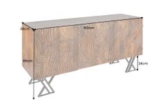 Handgearbeitetes Sideboard FLUID 160cm Mangoholz mit aufwendigen 3D Schnitzereien