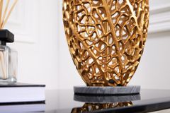 Design Tischlampe ABSTRACT LEAF gold Metall schwarz Marmorfuß handmade