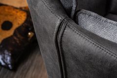 Drehbarer Design Stuhl MR. LOUNGER anthrazit grau Microfaser Flachgewebe mit Armlehne