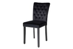 Chesterfield Stuhl CASTLE schwarz Samt Gummiholz Ziernieten
