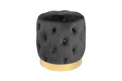Design Hocker MODERN BAROCK 40cm schwarz gold Samt Chesterfield