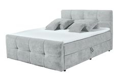 Modernes Boxspringbett TOULOUSE 160x200cm silbergrau inkl. Matratze Topper Stauraum