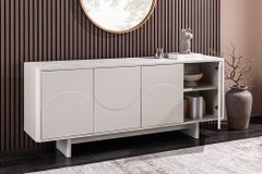 Design Sideboard SAVOY 180cm kaschmir weiß Marmor Keramik mit Stauraum und 3D-Front