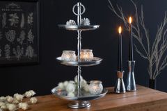 Design Etagere ORIENT 50cm silber im Wild Hammerschlag mit drei Etagen