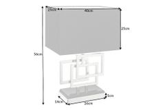 Moderne Tischleuchte ATLANTIS 56cm silber Stoffschirm schwarz Marmor Lampe