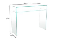 Design Konsolentisch FANTOME 100cm Glas transparent mit Ablage
