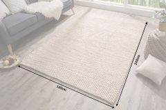Handgearbeiteter Teppich WOOL 240x160cm beige aus Wolle