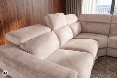 Multifunktionales Ecksofa PRIME 300cm beige Vogue Seiden Samtstoff Relaxfunktion