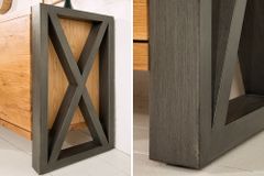 Massivholz Sideboard THOR 200cm mit Schubladen natur Wildeiche geölt Metall schwarz