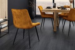 Design Stuhl ROADSTAR senfgelb Samt schwarze Metallbeine