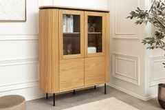 Modernes Highboard ATELIER 140cm natur Eiche schwarz Metall sechs Fächer