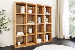 Massives Regal IRON CRAFT 160cm natur Mangoholz Bücherregal sechzehn Fächer