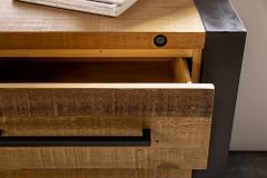Massivholz Sideboard THOR 195cm braun Pinie mit Schubladen Weinregal Industrial Design