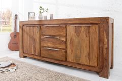 Massivholz Sideboard MAKASSAR 175cm braun Sheesham stone finish Kommode mit Schubladen