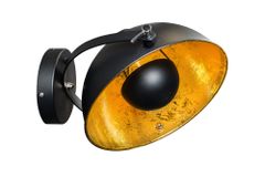 Design Wandleuchte STUDIO 38cm schwarz Blattgold-Optik neigbarer Schirm