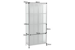 Industrial Vitrine DURA STEEL 180cm schwarz Metall Riffelglas Highboard