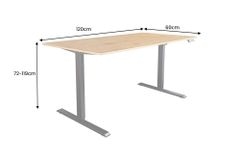 Höhenverstellbarer Schreibtisch OAK DESK 120cm natur Eiche schwarz Metall
