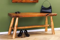 Massive Bank ROOT 100cm braun natur Teakholz Baumstamm Holzstrebe