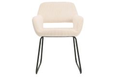 Design Stuhl MUSTANG beige Cord mit Armlehne schwarz Metallgestell