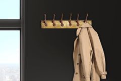 Dekorative Wandgarderobe DEER 50cm gold Metall Hirschgeweih Kleiderhaken