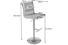 Höhenverstellbarer Barhocker COMFORT antik braun Microfaser drehbar mit Lehne Metall schwarz