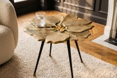 Dekorativer Beistelltisch GINKGO LEAFS 60cm gold handmade Metall