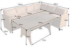 Outdoor Sitzgruppe MONACO 240cm natur Polyrattan Gartenmöbel-Set Ecklounge wetterfest