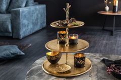 Design Etagere ABSTRACT 50cm gold Metall mit drei Etagen