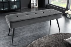 Design Sitzbank BOUTIQUE 100cm dunkelgrau Samt schwarze Metallbeine
