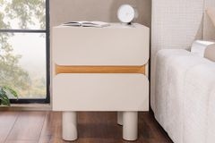 Design Nachtschrank COSMO 60cm cashmere weiß Eiche zwei Schubladen