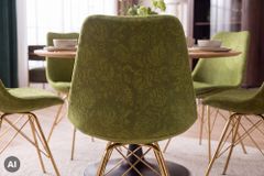 Design Stuhl SCANDINAVIA MEISTERSTÜCK grün Chenille gold Metall