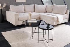 Runder Couchtisch ELEGANCE 45cm anthrazit Glas schwarz Metallgestell