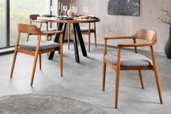 Design Stuhl KENNEDY braun grau massives Mangoholz honey finish Strukturstoff