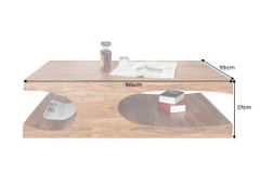 Massiver Couchtisch CUBUS 105cm braun Sheeshamholz stone finish mit Stauraum