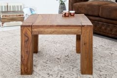 Massivholz Couchtisch MAKASSAR 60cm braun Sheesham stone finish einzigartige Maserung