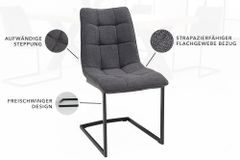 Design Freischwinger Stuhl MIAMI dunkelgrau Metallgestell matt schwarz