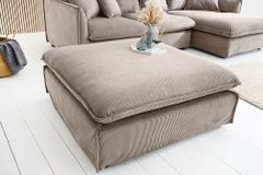 Großer Sitzhocker HEAVEN 100cm greige Cord Sofahocker abnehmbarer Bezug