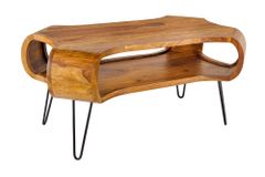 Massivholz Couchtisch ORGANIC LIVING 100cm braun Sheesham stone finish Hairpin Legs