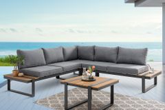 Moderne Garten Sitzgruppe TAMPA LOUNGE 240cm grau Aluminium wetterfest inkl. Sitzkissen