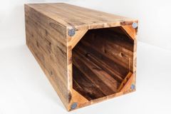 Massivholz Dekosäule COLUMNA 75cm Akazie teakgrau gekälkt Beistelltisch