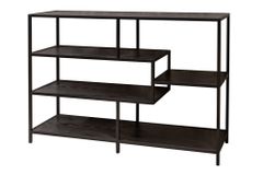 Industrial Bücherregal SLIM LINE 114cm Esche schwarz fünf Regalböden