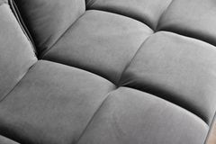 Retro Schlafsofa BOUTIQUE 215cm grau Samt 3-Sitzer mit schwarzen Füßen